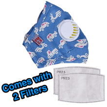 Load image into Gallery viewer, Blue Cars and Motorcycle Cotton Face Masks - JollyCaps