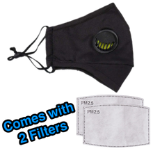 Load image into Gallery viewer, Adults Black Face Mask with Breathing Valve - JollyCaps