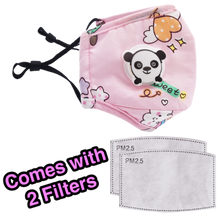 Load image into Gallery viewer, Pink Heart and Panda Cotton Face Masks - JollyCaps
